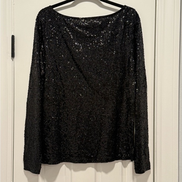 J. Crew Black Sequin Long Sleeve Top - Large - NWT - Picture 4 of 5